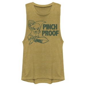 Juniors Womens Nintendo Legend of Zelda St. Patrick's Day Link Pinch Proof Distressed Festival Muscle Tee - 1 of 4
