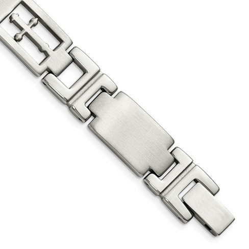 Black Bow Jewelry Men's Stainless Steel 11mm Cross Link Bracelet, 8.5 Inch - image 1 of 4