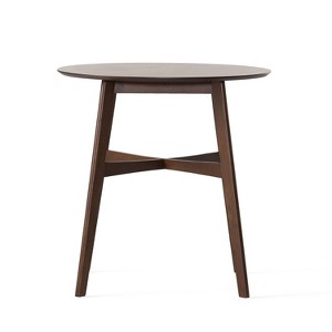Gulches 35.4" Counter Height Round Dining Table, Mid-Century Modern Natural Walnut Finish, MDF & Rubberwood Table for Small Dining Spaces - 1 of 4