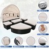 Outdoor Daybed With Retractable Canopy, Round Sunbed, Thick Soft Cushioned Sectional Sofa Set With Pillow For Swimming Pools, Gardens - 3 of 4