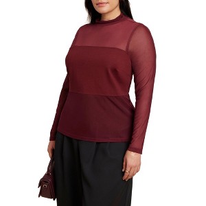 ELOQUII Paneled Sheer Turtleneck - 1 of 4