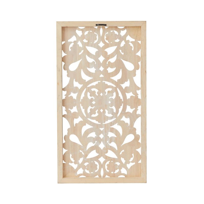 Wood Floral Intricately Carved Wall Decor Brown - Olivia &#38; May, 5 of 7