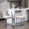 26" Counter Height Bar Stools Set of 2, Modern Velvet Barstools Upholstered Kitchen Island Chairs with Sturdy Chromed Metal Base Legs - 2 of 4