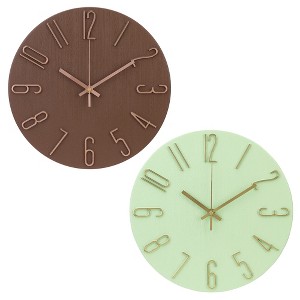 REGALWOVEN 2 Pcs Plastic Classic Battery Powered Silent Non-Ticking Wall Clock 12 x 12 Inches - 1 of 4