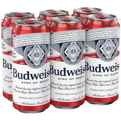 Budweiser Lager Beer - 6pk/16 Fl Oz Cans : Target