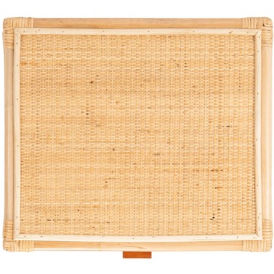 Natural Woven Rattan 1-Drawer Nightstand with Shelf