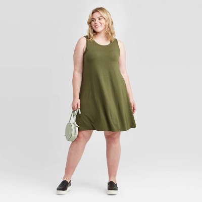 olive green swing dress