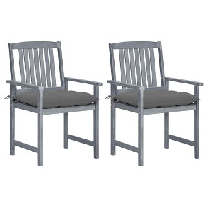 vidaXL Patio Chairs with Cushions 2 pcs Gray Solid Acacia Wood - 1 of 4