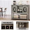 Jojoka 46.5" Farmhouse Coffee Cabinet, Console Table with Sliding Barn Doors, Open Shelves, Entryway Table with Glass Rack for Kitchen, Dining Room - 4 of 4