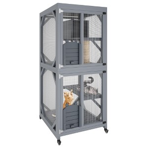 3-Tier Wire Cat Cage Playpen Kennel, 68" Large Cat Catio with Wheels, Removable Tray, Indoor/Outdoor Pet Enclosure. - 1 of 4