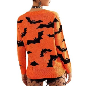 Aunaeyw Halloween Sweatshirt for Women Bat Print Graphic Print Novelty Blouses Long Sleeve Jumper Crew Neck Pullover Halloween Cos - 1 of 1