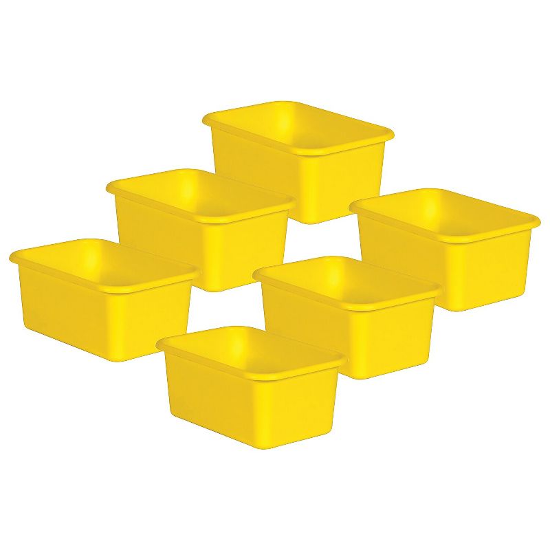 Teacher Created Resources Plastic Storage Bin Small 7.75" x 11.38" x 5"  Yellow Pack of 6, 1 of 3