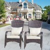Outdoor Patio Arm Chair with Cushions Deep Seat Lounge Chair for Porch Deck or Garden Relaxation Brown Woven Backrest Design-Maison Boucle - 3 of 4
