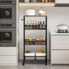 VECELO 4 Tier Slim Rolling Cart Organizer, Rolling Carts with Wheels & Storage, Sturdy Metal Frame Narrow Cart with Handle, Space Saving, Brown - 4 of 4