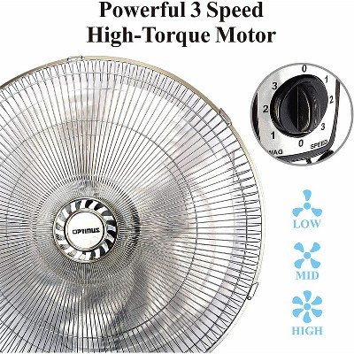 Optimus F-4187 18" Industrial Grade High Velocity Oscillating Wall Fan 18" Industrial Grade Oscillating Wall Fan