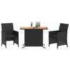 vidaXL 3 Piece Bistro Set with Cushions Black Poly Rattan - 3 of 4