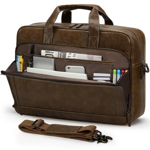 Mens Laptop Bag 16 Inch Leather Briefcase Vintage Messenger Bag for Men Office Computer Bag - 1 of 4