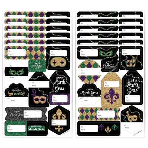 Mardi Gras Birthday Party Sticker Labels, Mardi Gras Party Stickers, Mardi  Gras Party Decorations