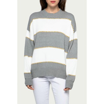 Women's TWO-TONE STRIPED CREWNECK SWEATER - &merci