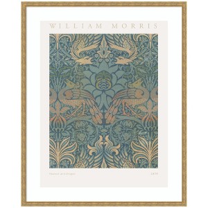 Kate and Laurel Framed Art Poster William Morris Peacock and Dragon 1878 by The Art Institute of Chicago, 34x42, Mila Dark Gold - 1 of 4