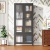 CAVINAS Bookcases for Living Room 4-tier 31" W Classic Metal Storage Cabinet Bookcase with 4 Glass Doors - 3 of 4