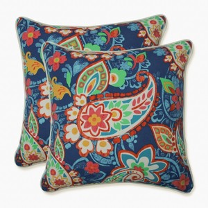 16.5" 2pk Paisley Party Throw Pillows Blue - Pillow Perfect: Weather-Resistant, Indoor & Nautical Decor - 1 of 3