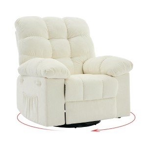 Rocking Recliner Chair,360¡ã Swivel Rocker Chair for Living Room,Upholstered Fabric Glider Nursery Chair with Side Pockets for Small Spaces - 1 of 4