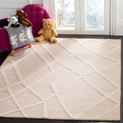 Pink and Ivory Hand-Tufted Wool Kids Area Rug 4' x 6'