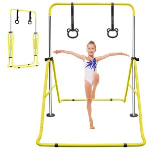 Gulches Yellow Multi-Functional Adjustable Height Children's Horizontal Gymnastic Bar With Bear Rings - 1 of 4