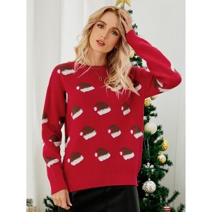 Women’s Casual Leopard Print Knitted Pullover Sweaters Long Sleeve Crew Neck Jumper Tops - 1 of 4