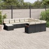 vidaXL 12 Piece Patio Sofa Set with Cushions Black and Cream Poly Rattan - Without Table - 2 of 4
