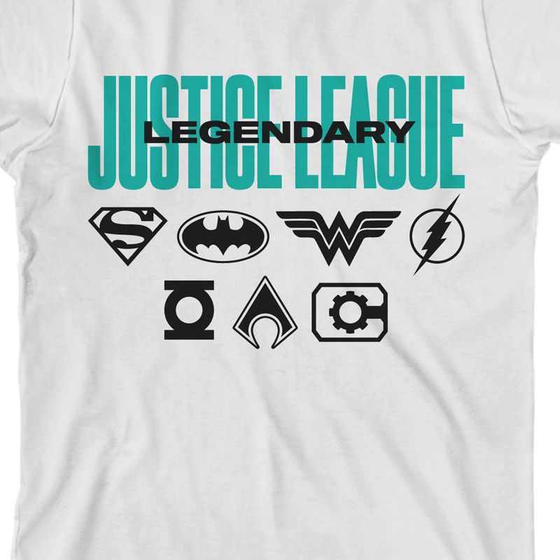 The Justice League Legendary with Hero Logos White T-Shirt Toddler Boy to Youth Boy, 2 of 4