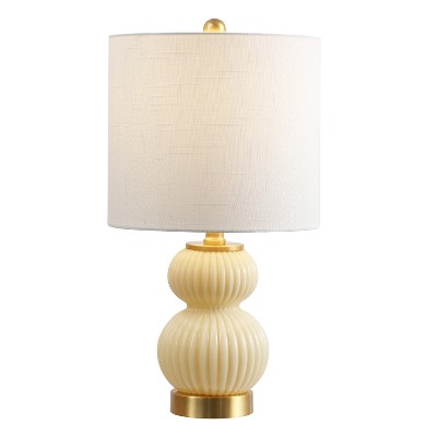 JONATHAN Y Daphne Contemporary Transitional Metal/Glass Ribbed Gourd LED Table Lamp