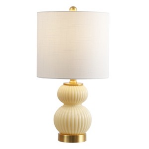 JONATHAN Y Daphne Contemporary Transitional Metal/Glass Ribbed Gourd LED Table Lamp - 1 of 4