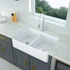 Gulches 32"x20" Double Basin Farmhouse Kitchen Sink with Basket Strainer, Heat/Stain/Scratch Resistant - 2 of 4