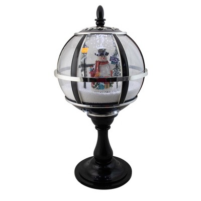Northlight Lighted Musical Snowing Snowman Christmas Street Lamp - 23.5" - Black