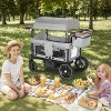 Kinder King Folding Wagon Stroller for 2 Kids, Adjustable Handle, All-Terrain Shock-Absorbing Wheel, Detachable Tray, Diaper Bag - 2 of 4