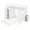 TIRAMISUBEST Twin over Twin Size Bunk Bed with LED Light and USB Ports, L-Shaped Bunk Bedframe with Bulit-in Desk, 5 Drawers and Storage Shelves - 4 of 4