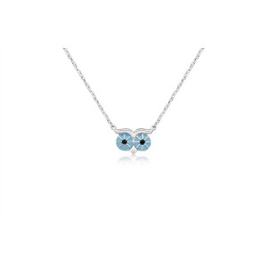 Chanteur Hypoallergenic Kids Jewelry Accessories Owl Blue Enamel White Gold Palladium Plating Necklace Pendant - 1 of 1