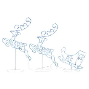 vidaXL Christmas Reindeer & Sleigh White Acrylic Large - 1 of 4