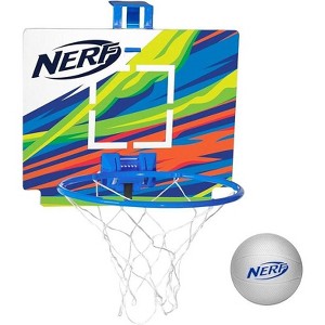 Nerf Mini Over the Door Basketball Hoop Nerfoop Indoor Basketball Door Basketball Hoop + Mini NERF Foam Basketball Set - Perfect for Bedrooms - 1 of 4