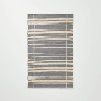 Wool Blend Variegated Stripe Area Rug Dark Gray - Hearth & Hand™ with Magnolia