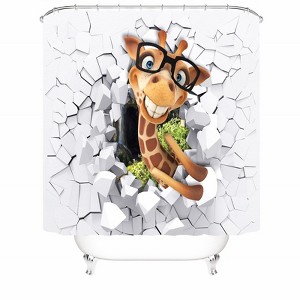 Giraffe With Glasses Shower Curtains for Bathroom Waterproof Fabric Bath Curtain Durable Soft Stylish Bathroom Decor 72x72 Inch - 1 of 1