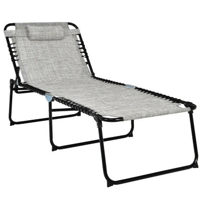 74.5'' 4 Position Folding Lounge Chaise with Adjustable Backrest and Footrest