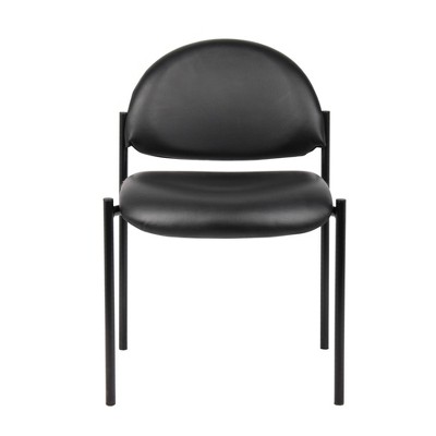 Black Armless Caressoft Vinyl Stacking Chair with Metal Frame