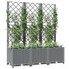 vidaXL Garden Planter with Trellis Light Gray 47.2"x15.7"x53.5" PP - 3 of 4