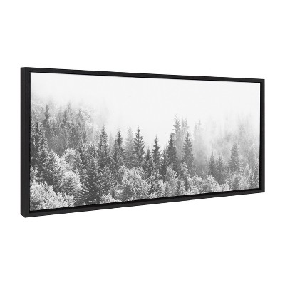 Black and White Forest Landscape Canvas Print, 18x40