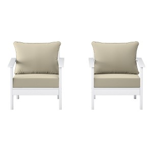 WestinTrends Avalon Outdoor Modern HDPE Patio Club Chairs with Deep Seat Cushions (Set of 2) - 1 of 4