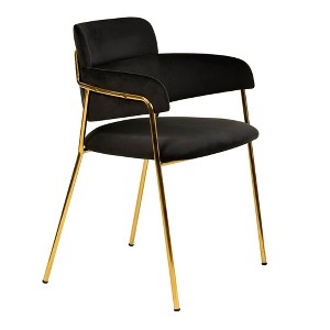 LeisureMod Upholstered Dining Chair Ergonomic Accent Kitchen Chair Padded Open-Back and Side with Stainless Steel Legs Axis Collection - 1 of 4