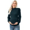 Women's Knit Ribbed Maternity Top Mock Neck Long Sleeve Shirts Pregnant Ruched Tunic Pullover Sweater - 2 of 4